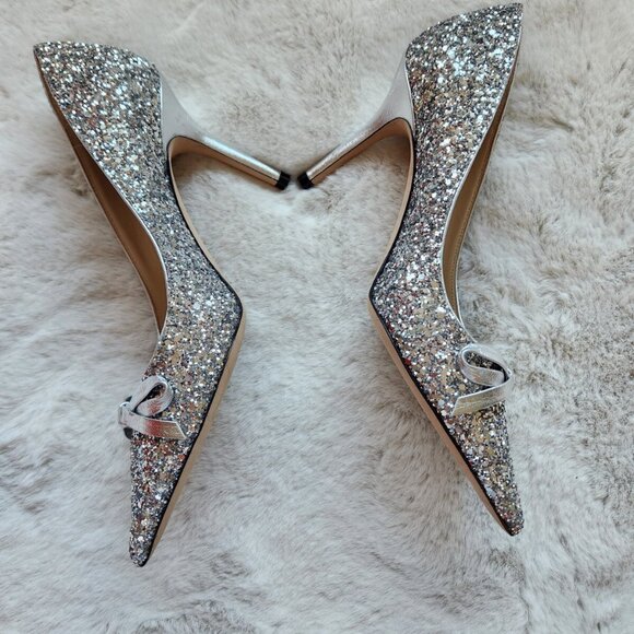JIMMY CHOO ROMY 85 Pumps Bow Glitter - Picture 5 of 12